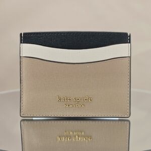 Kate Spade Cafe Mocha Multi Morgan Leather Card Case Holder Gift Neutral Modern